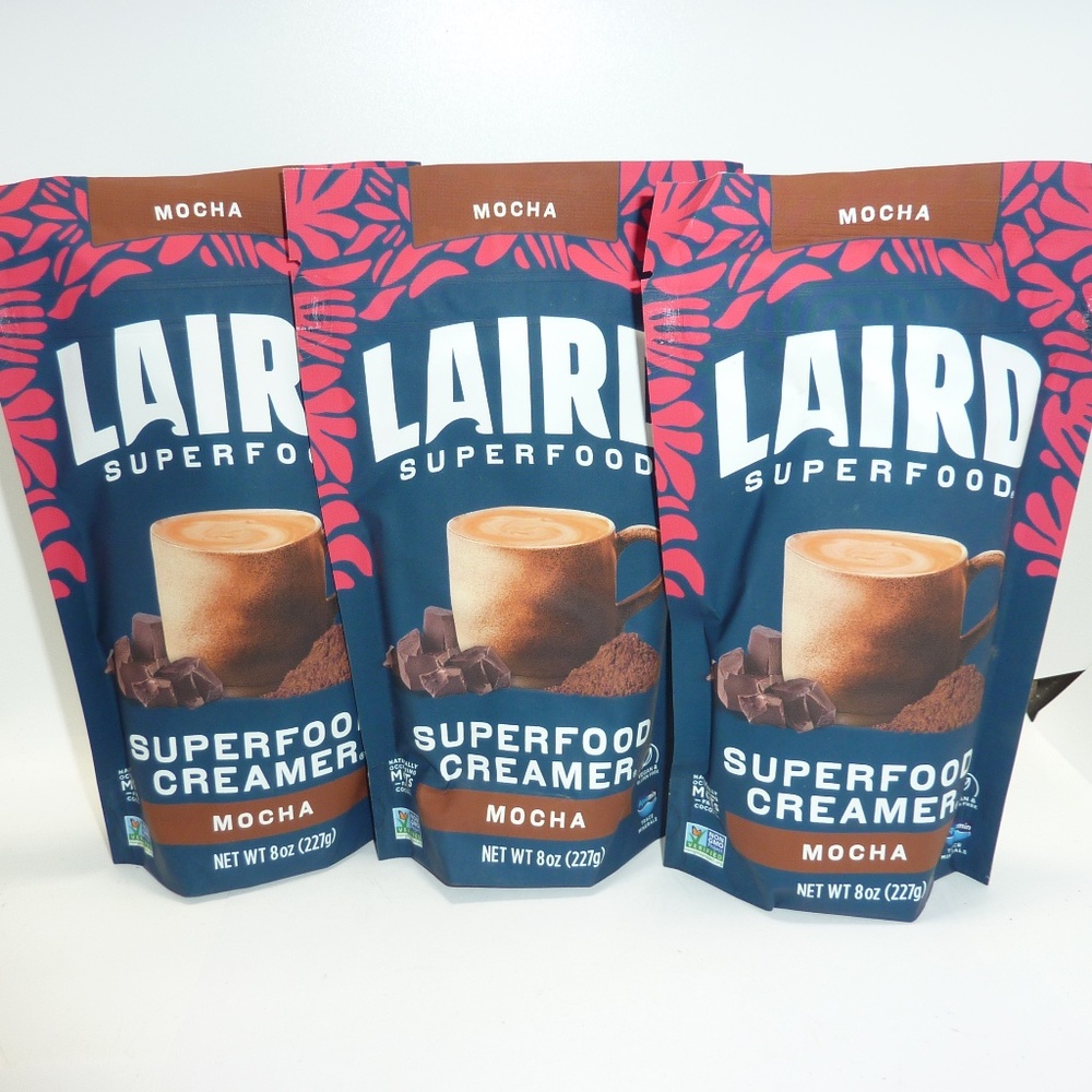 LOT 3  Laird Superfood Non-Dairy Coffee Creamer Mocha 8oz Vegan Non-GMO 05/2027